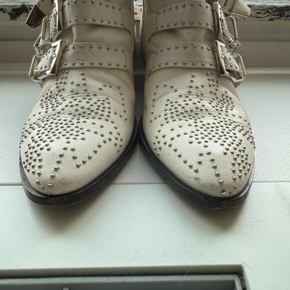 Chloe Suzanna White Studded Ankle Western Booties 35 - Picture 6 of 16